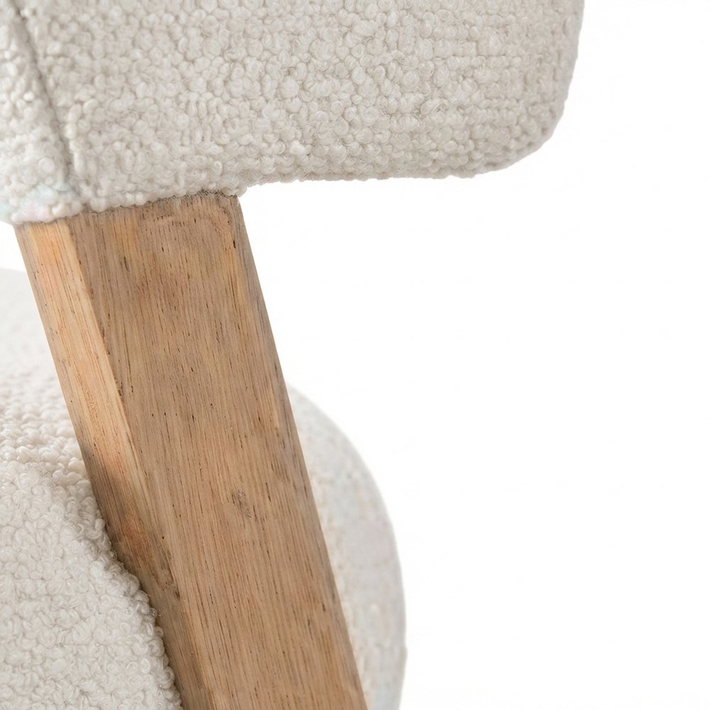Polyester-Upholstered Accent Side Chair with Curved Back, Set of 2, White Oak