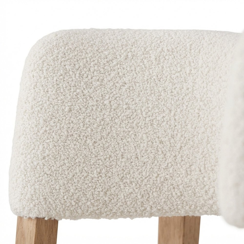 Polyester-Upholstered Accent Side Chair with Curved Back, Set of 2, White Oak