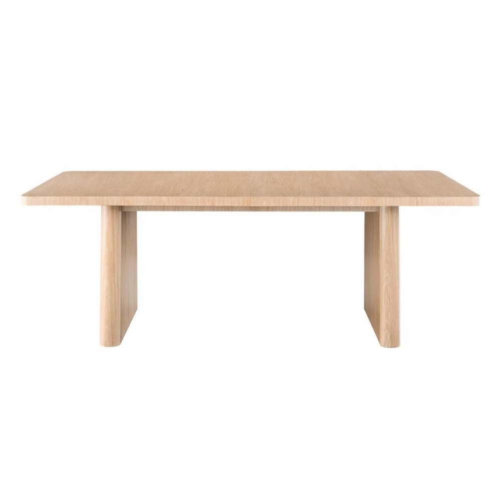 Extendable Oak Dining Table in Brown Wood with 24" Leaf for 8 People