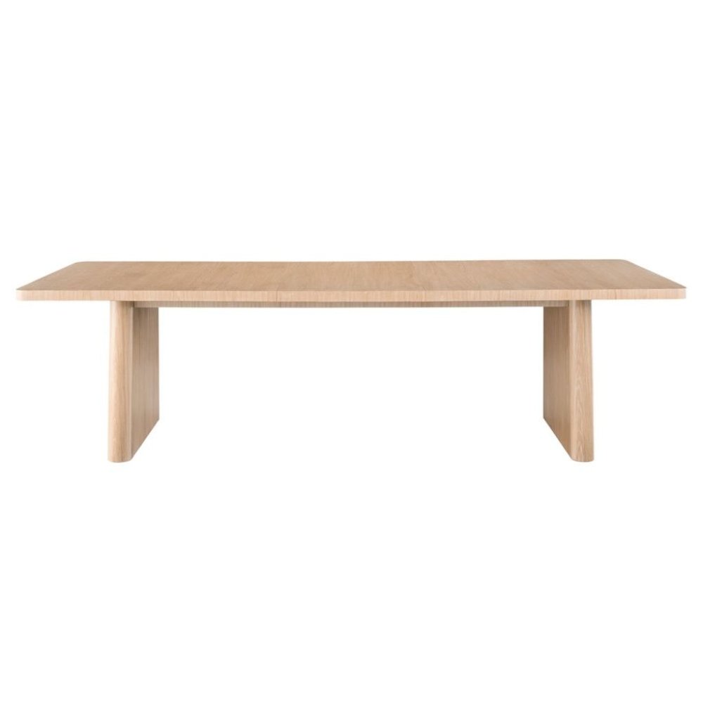 Extendable Oak Dining Table in Brown Wood with 24" Leaf for 8 People