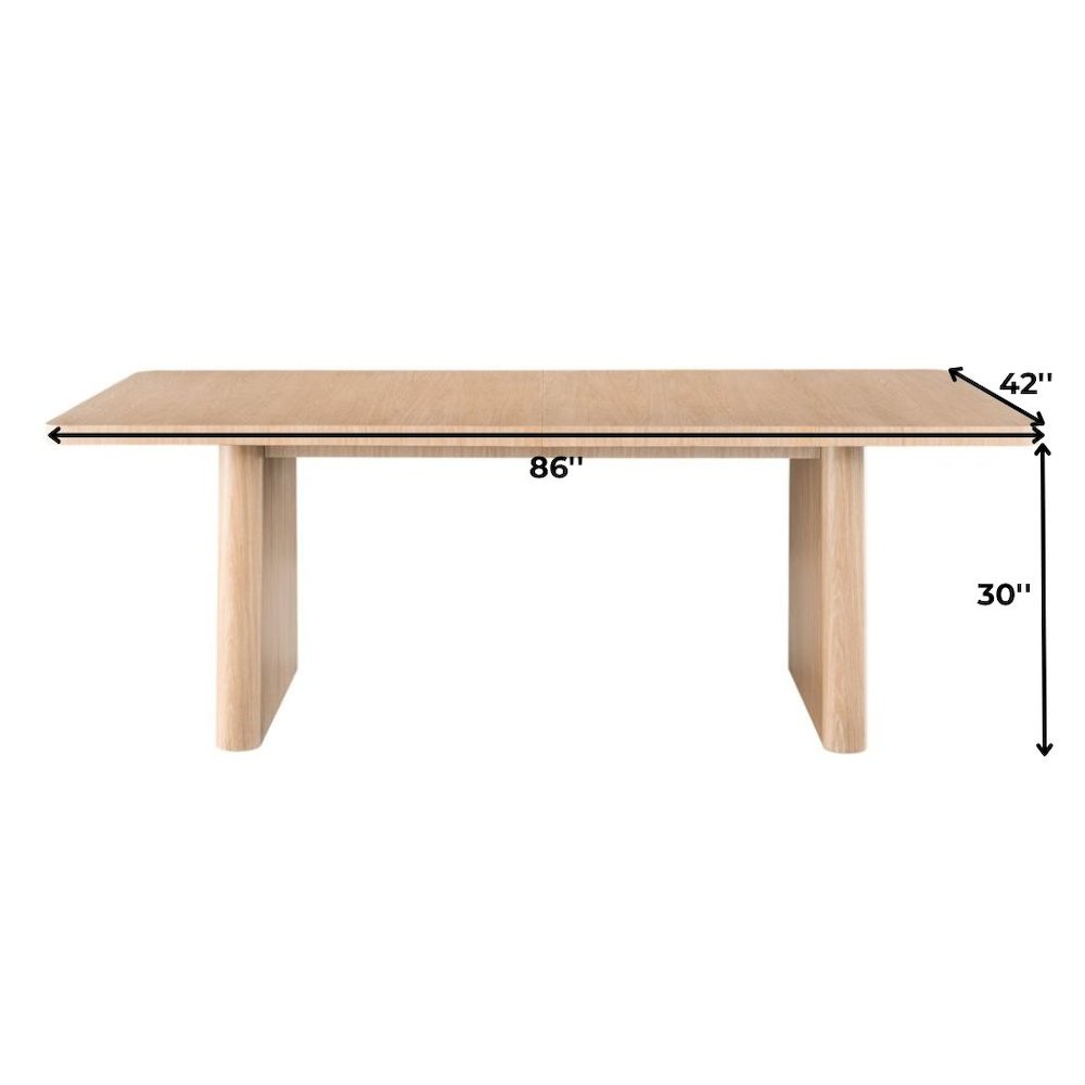 Extendable Oak Dining Table in Brown Wood with 24" Leaf for 8 People