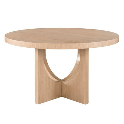 Round Oak Dining Table for 4 with Hand Finished Pedestal Base Design