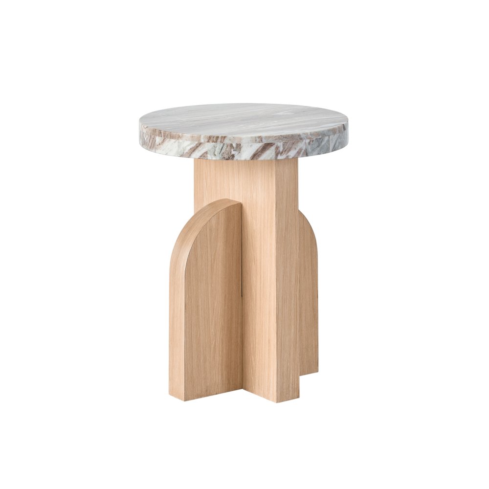 Riverine Accent Table In Marble/Tech Oak Color