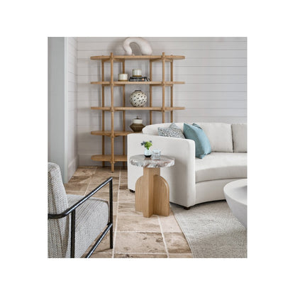 Riverine Accent Table In Marble/Tech Oak Color