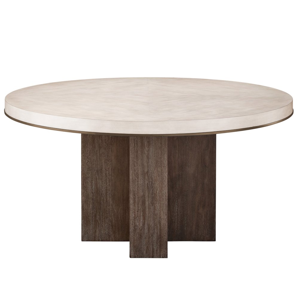 Topanga Round Dining Table In Silver Fox/Otter Color