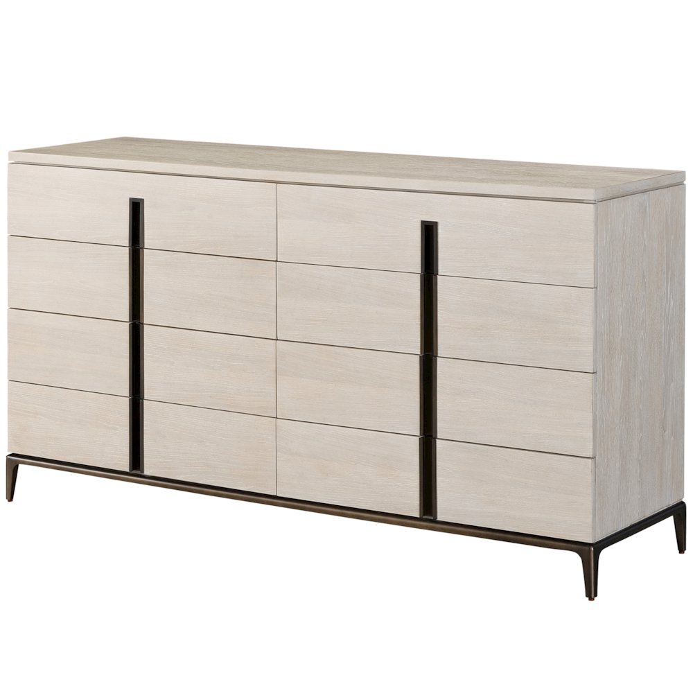 Maren Drawer Dresser In Silver Lining/Sati Bronze Metal Base Color