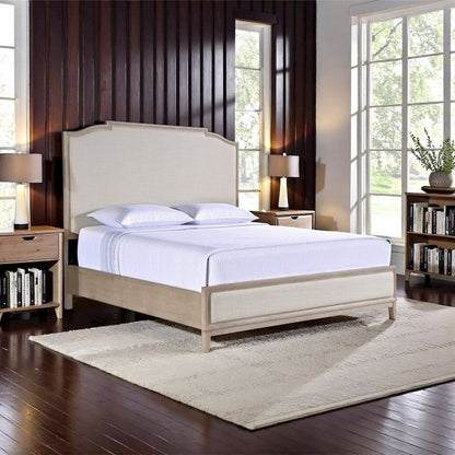 Queen Bed Frame – Gray Wood Bed Frame Queen Size with Panel Headboard