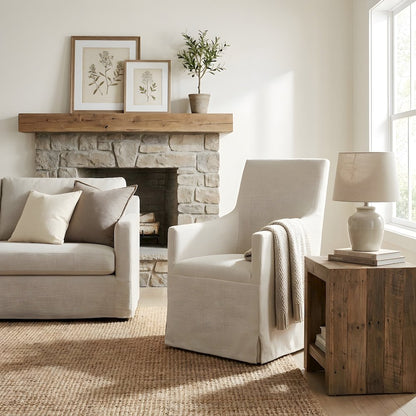 Polyester-Upholstered Side Chair with Slipcover, Clean-Lined Accent Chair