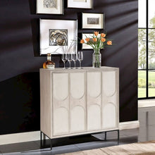 Gray Wood Bar Cabinet with Wine Storage and Pull-Out Work Surface