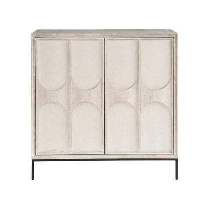 Gray Wood Bar Cabinet with Wine Storage and Pull-Out Work Surface