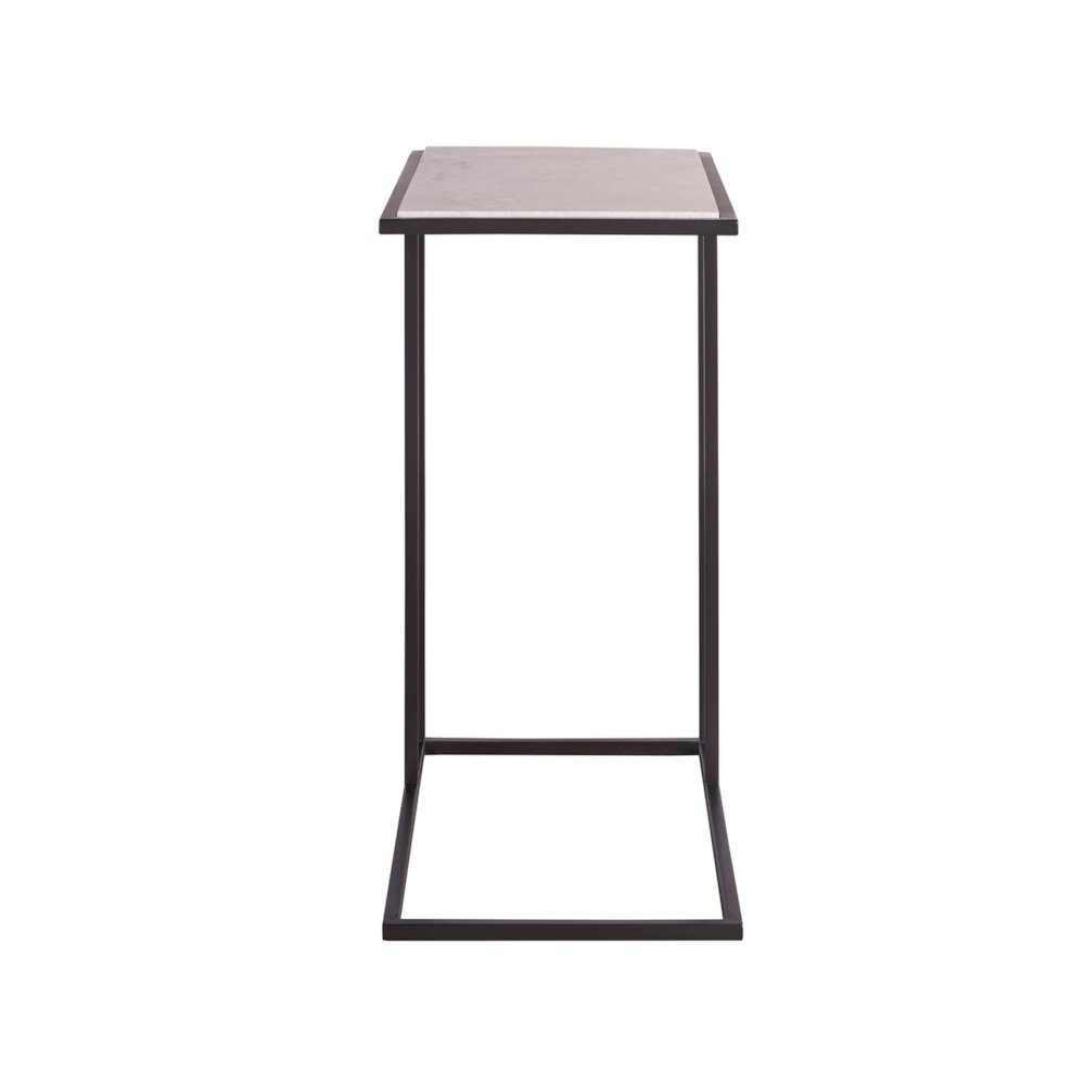 Metal & Stone Drink Table In Soft Matte Black Color