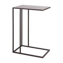 Metal and Stone Side Table with Inset Stone Top and Matte Finish for Living Room