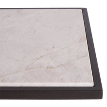 Metal and Stone Side Table with Inset Stone Top and Matte Finish for Living Room