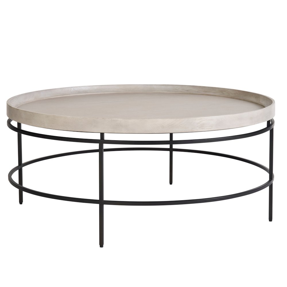 Round Tray Top Cocktail Table In Rolling Fog Color