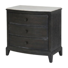Oak Nightstand with Three Drawers, Stone Top, and USB Outlets with Storage