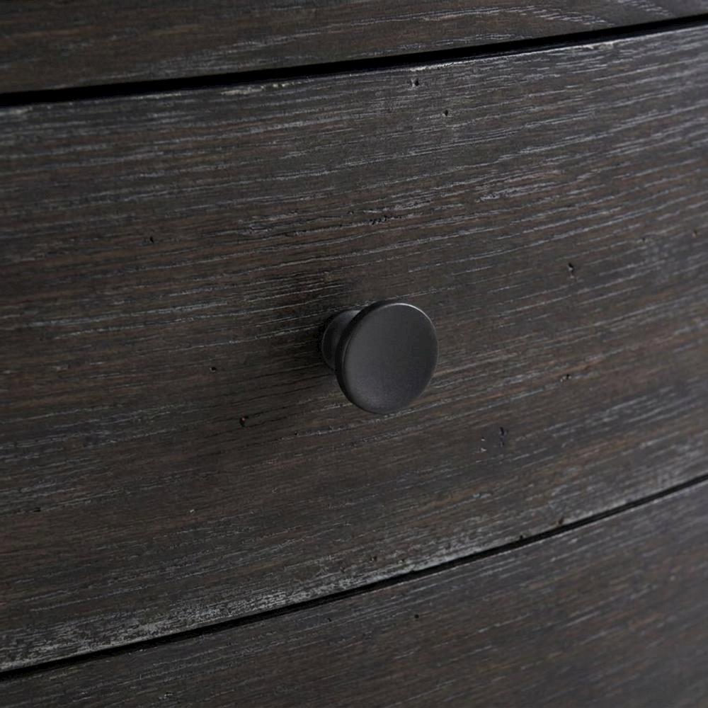 Oak Nightstand with Three Drawers, Stone Top, and USB Outlets with Storage