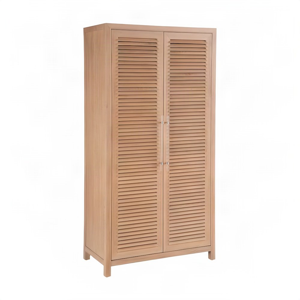 Utility Storage Cabinet with Louvered Doors and Felt-Lined Drawers, Sand Dune