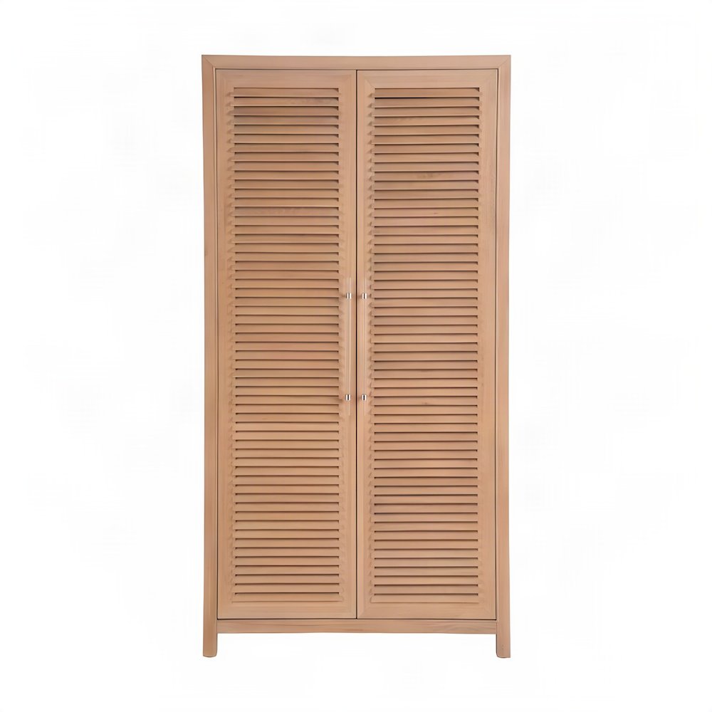 Utility Storage Cabinet with Louvered Doors and Felt-Lined Drawers, Sand Dune