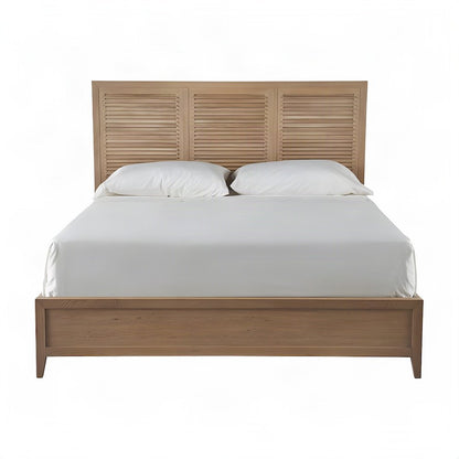 Hardwood King Platform Bed with Reversible Rails and Five Slats, Sand Dune