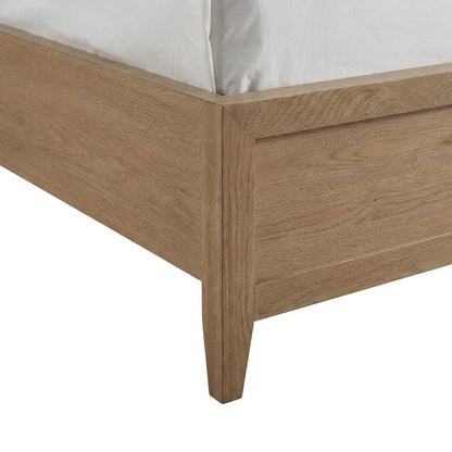 Hardwood King Platform Bed with Reversible Rails and Five Slats, Sand Dune