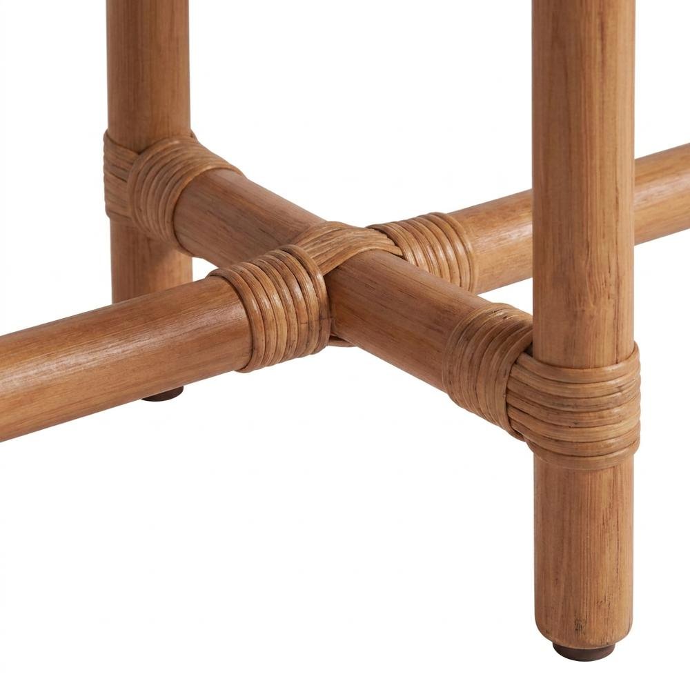 Rattan Bench with Woven Wicker Seat and H-Stretcher, Natural Rattan