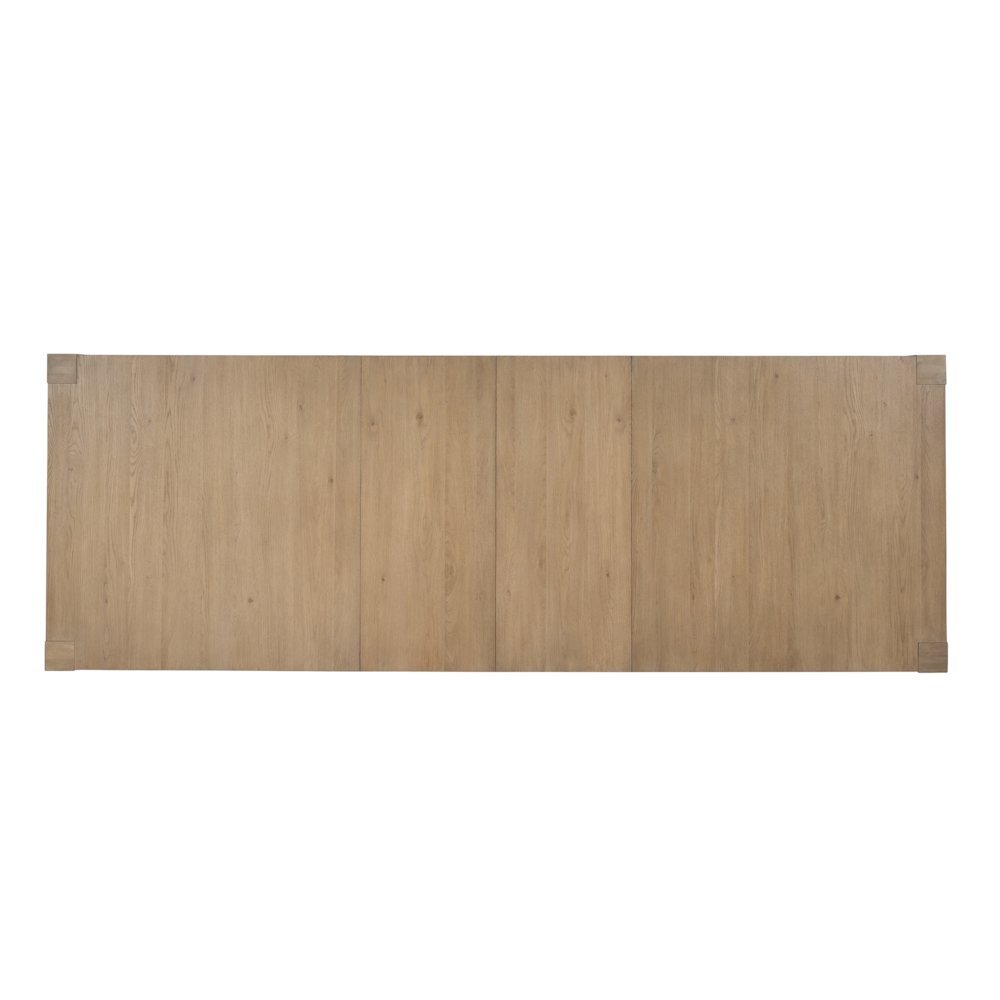 Beige Wood Dining Table with Two Leaves and Extendable to 120 Inches