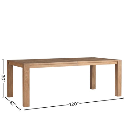 Beige Wood Dining Table with Two Leaves and Extendable to 120 Inches