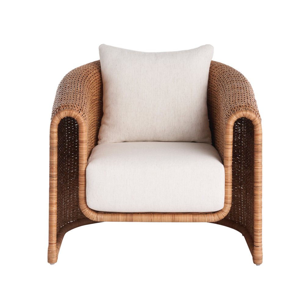 Key Largo Lounge Chair In Fishbone Weave Rattan Color