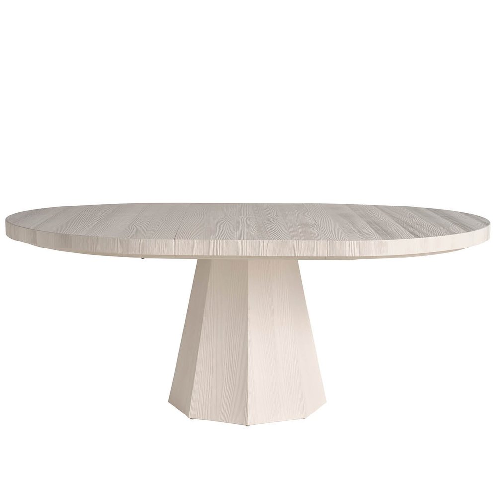 White Round Dining Table with Leaf Extension and Leveling Support