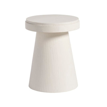 White Stone Accent Table with Honed Top – Round Outdoor or Living Space Piece
