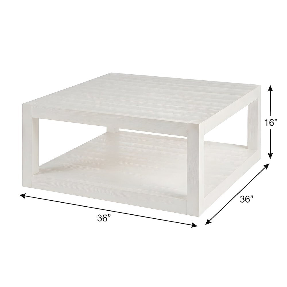 Square Cocktail Table with Open Shelf and Casters for Living Room