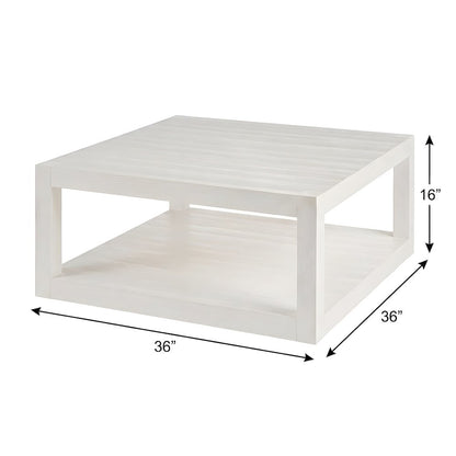 Square Cocktail Table with Open Shelf and Casters for Living Room