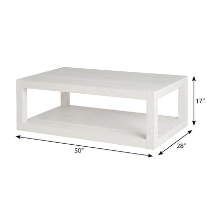 Hardwood Veneer Cocktail Table with Open Shelf and Casters