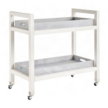 Solid Wood Bar Cart with Removable Seagrass Trays and Swivel Casters