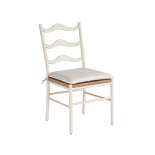 White Wooden Dining Chairs with Rattan Seat and Linen Upholstery