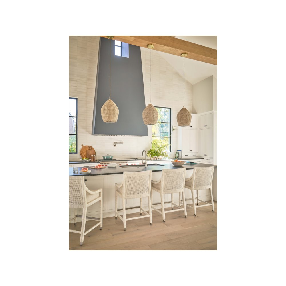 Longboat Counter Chair In White Rattan Color