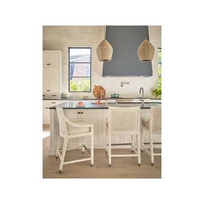 Longboat Counter Chair In White Rattan Color