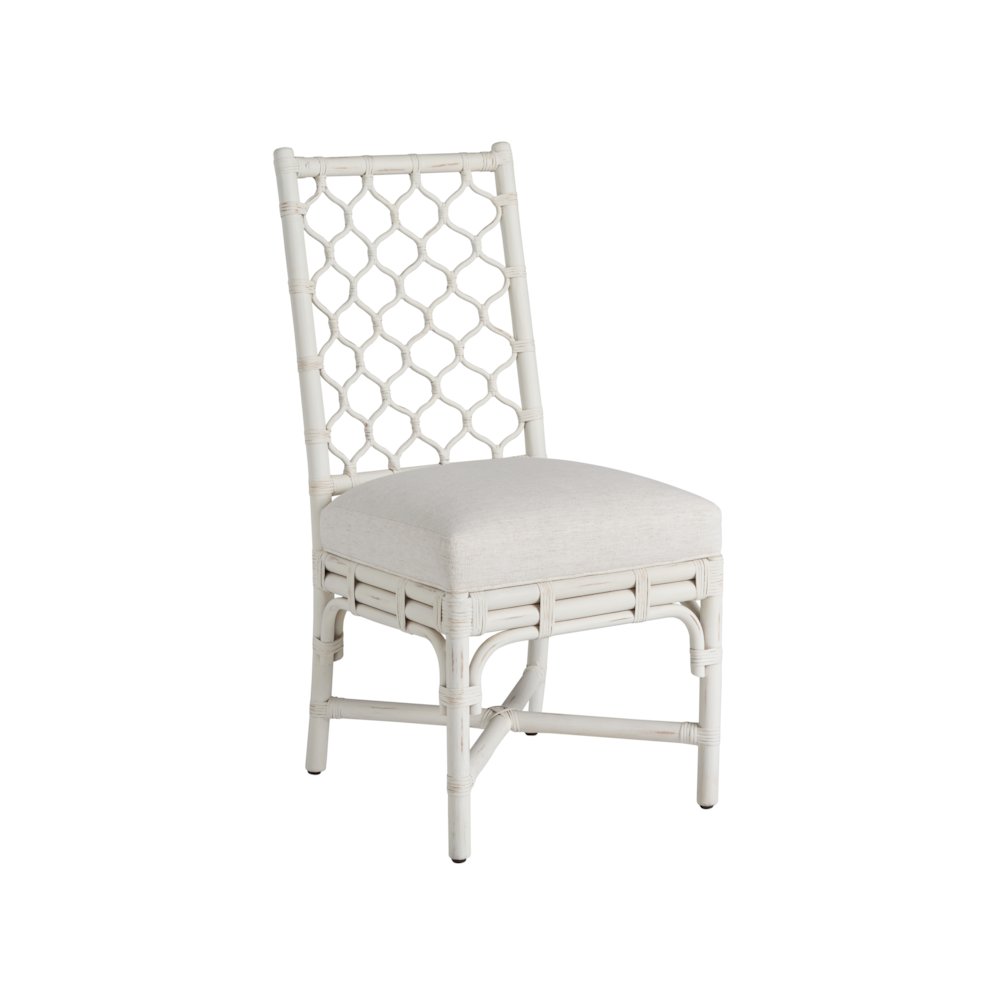 Marco Side Chair Pair In White Rattan Color