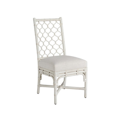 Marco Side Chair Pair In White Rattan Color