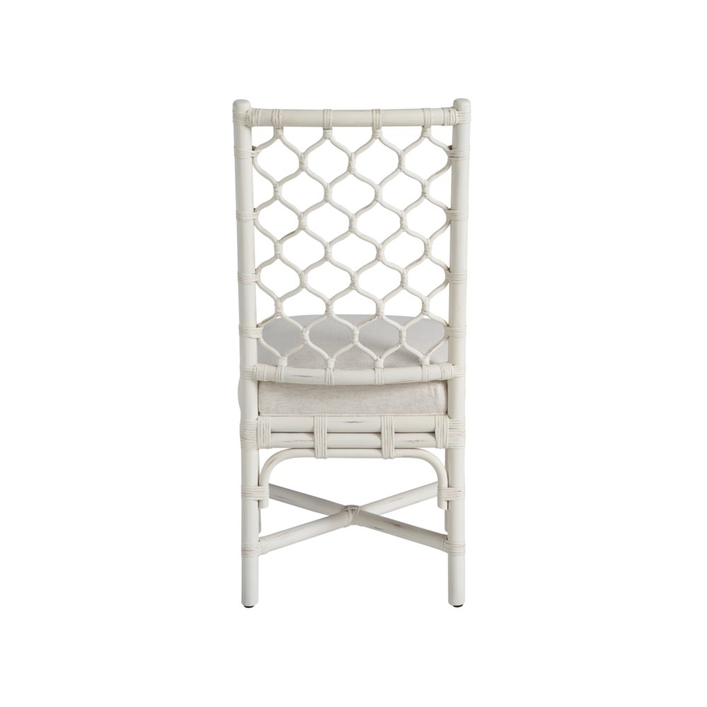 Marco Side Chair Pair In White Rattan Color