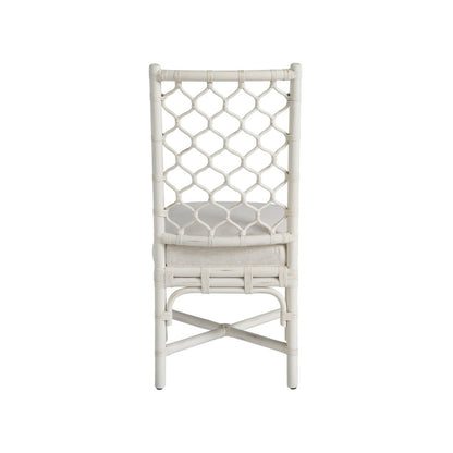 Marco Side Chair Pair In White Rattan Color