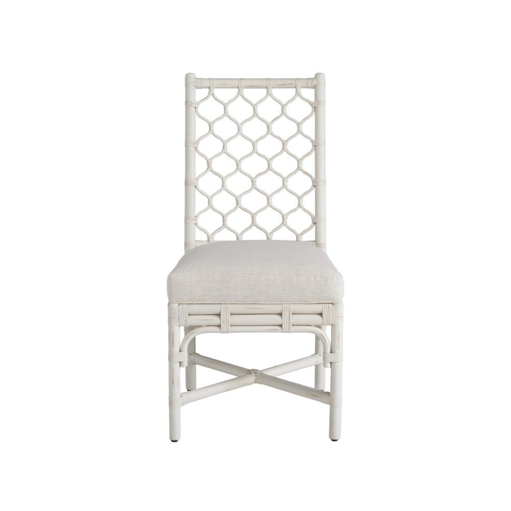 Marco Side Chair Pair In White Rattan Color