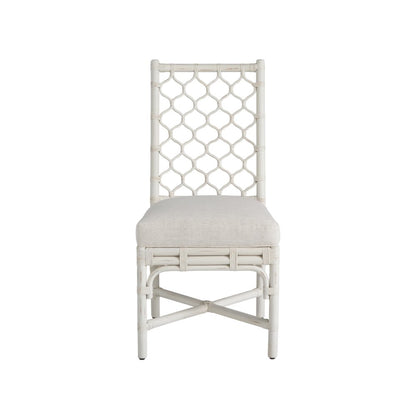 Marco Side Chair Pair In White Rattan Color