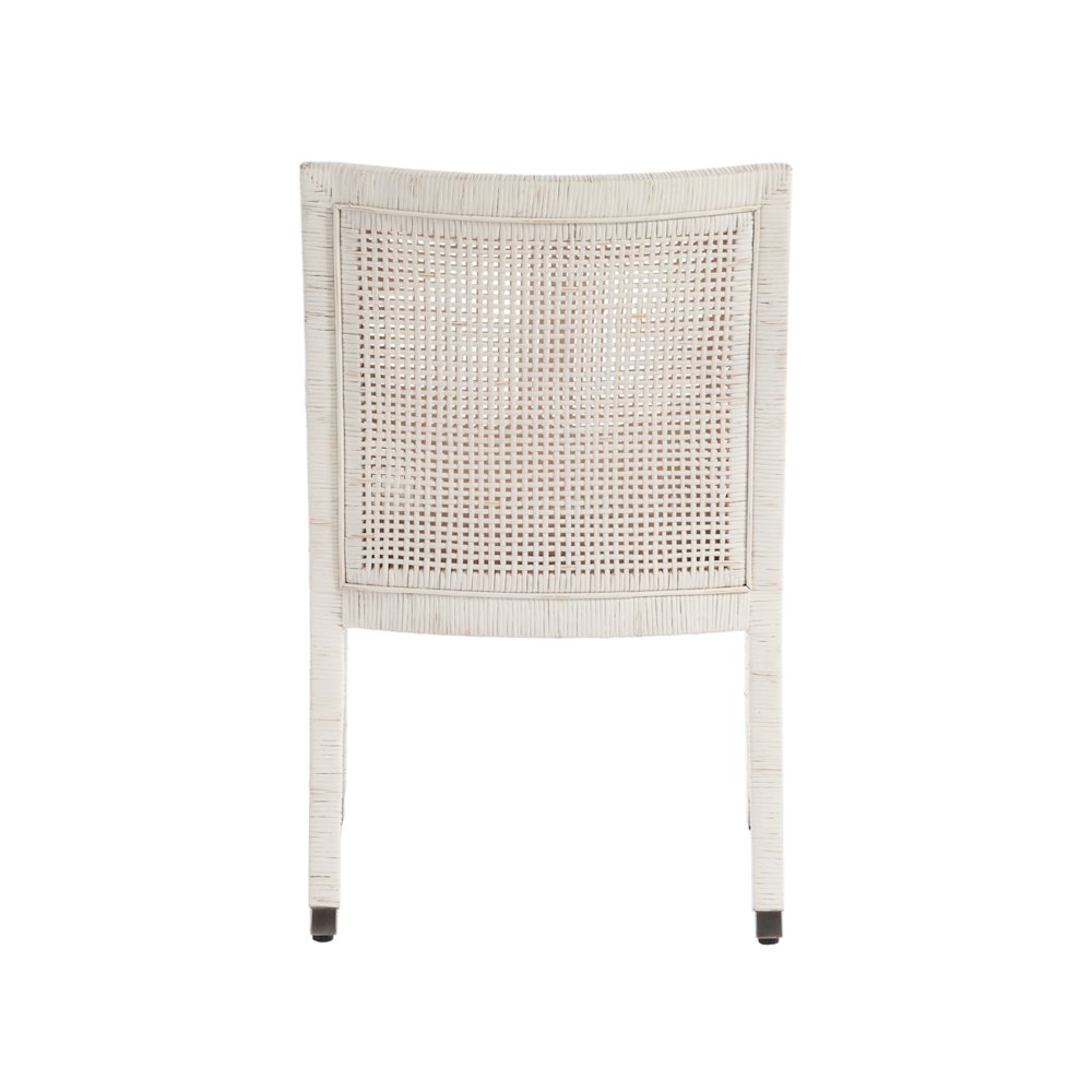 Longboat Dining Chair In White Rattan Color
