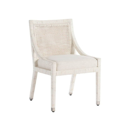 White Natural Rattan Dining Chair with Nomad Snow Fabric – Boho Seating Style