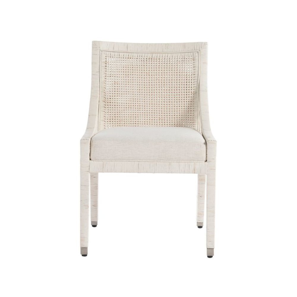 White Natural Rattan Dining Chair with Nomad Snow Fabric – Boho Seating Style