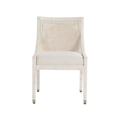 White Natural Rattan Dining Chair with Nomad Snow Fabric – Boho Seating Style