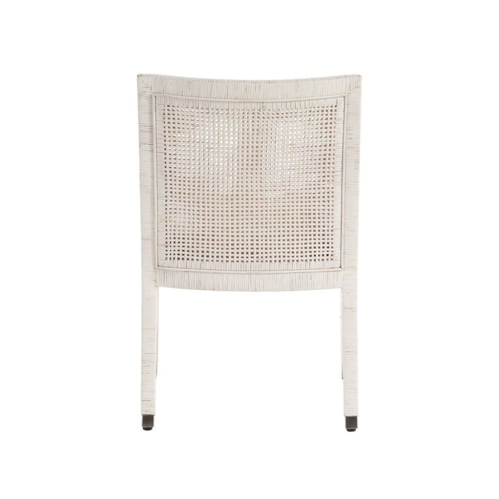 White Natural Rattan Dining Chair with Nomad Snow Fabric – Boho Seating Style