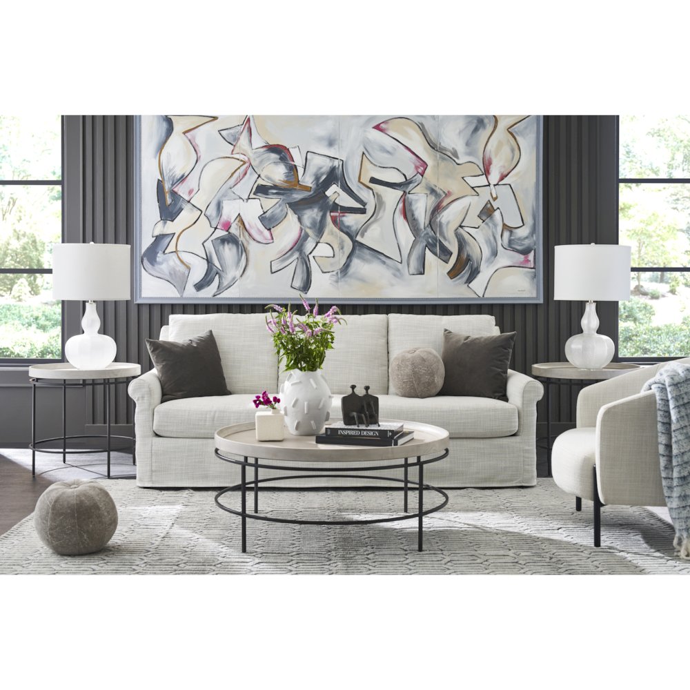 Round Tray Top Cocktail Table In Rolling Fog Color