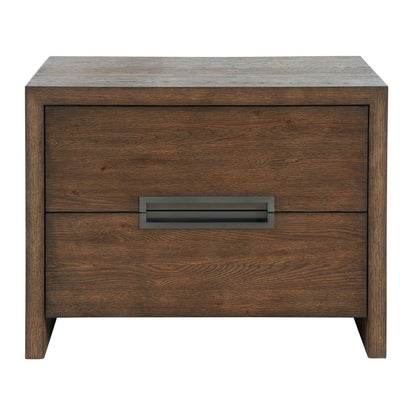 Atlas Drawer Nightstand In Medium Brown Oak Color